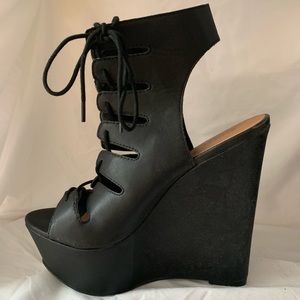 Shoecult by Nasty Gal lace up heels Lady Gaga